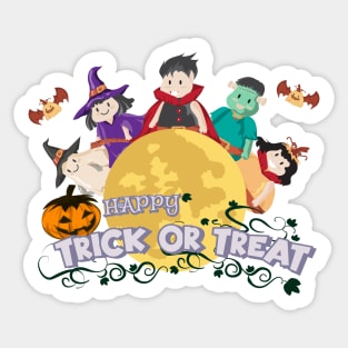 Cute cartoon Happy Halloween.Trick or Treat. Sticker